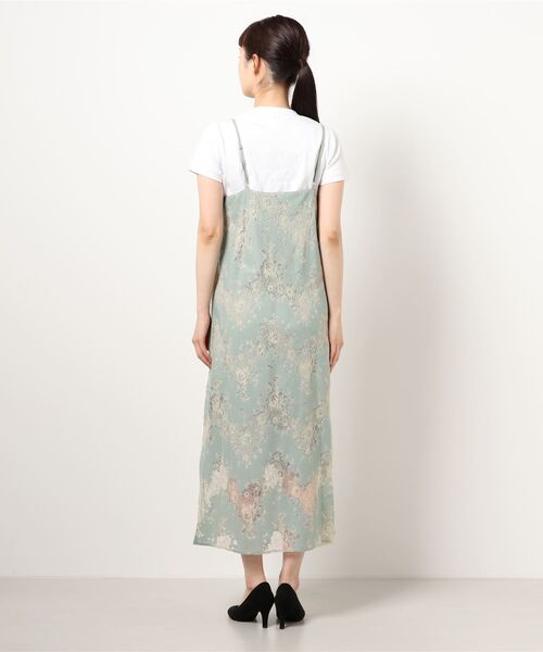MEW'S REFINED CLOTHES（ミューズリファインドクローズ）の「レースキャミワンピース（ワンピース・レディース・ライトグリーン/グレー・MEDIUM）」の4枚目の写真