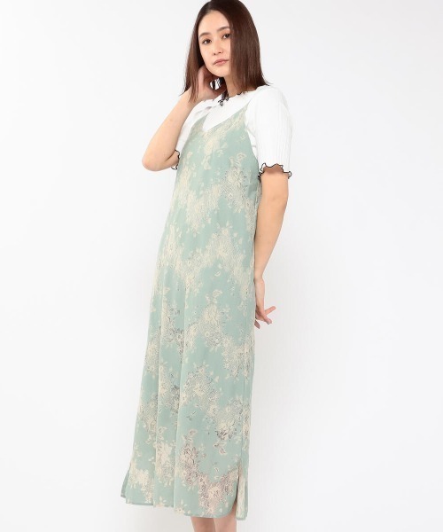 MEW'S REFINED CLOTHES（ミューズリファインドクローズ）の「レースキャミワンピース（ワンピース・レディース・ライトグリーン/グレー・MEDIUM）」の2枚目の写真