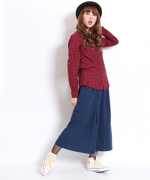 GIORDANO（ジョルダーノ）の「[GIORDANO]ギンガムチェックフランネルシャツ（シャツ/ブラウス・レディース・ホワイト/グリーン/ブルー/レッド/ブルー系その他/ブラック系その他・LARGE/MEDIUM）」の18枚目の写真