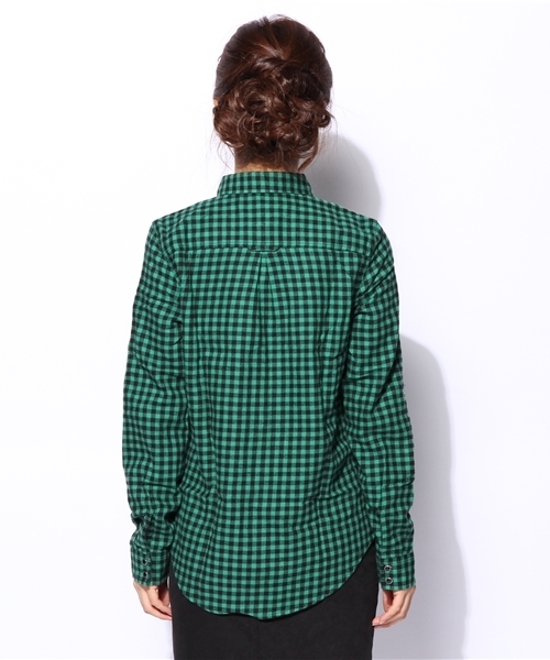 GIORDANO（ジョルダーノ）の「[GIORDANO]ギンガムチェックフランネルシャツ（シャツ/ブラウス・レディース・ホワイト/グリーン/ブルー/レッド/ブルー系その他/ブラック系その他・LARGE/MEDIUM）」の12枚目の写真
