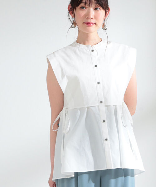 Ray BEAMS（レイビームス）の「Ray BEAMS / ヨーク レイヤーノースリーブ シャツ（シャツ/ブラウス・レディース・ホワイト/ライトグレー/ブラック・ONE SIZE）」の4枚目の写真