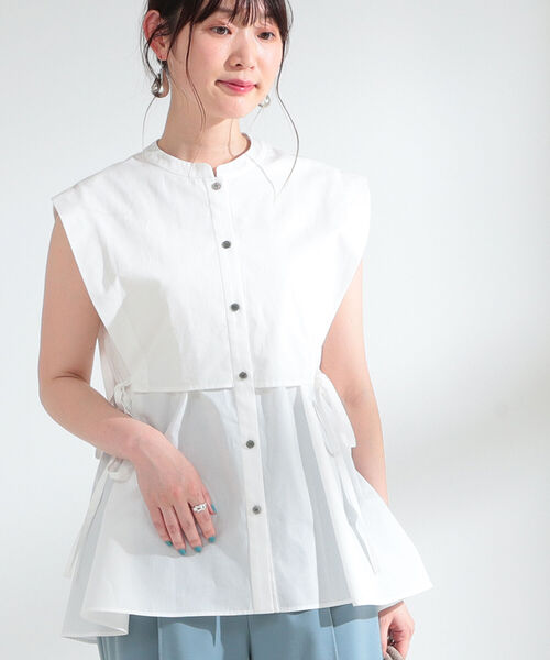 Ray BEAMS（レイビームス）の「Ray BEAMS / ヨーク レイヤーノースリーブ シャツ（シャツ/ブラウス・レディース・ホワイト/ライトグレー/ブラック・ONE SIZE）」の5枚目の写真