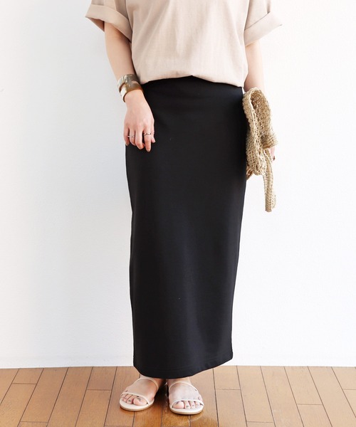 andme（アンドミー）の「裏毛スウェットロングスカート（スカート・レディース・ブラック/ブラウン系その他/ベージュ系その他・M/L）」の2枚目の写真