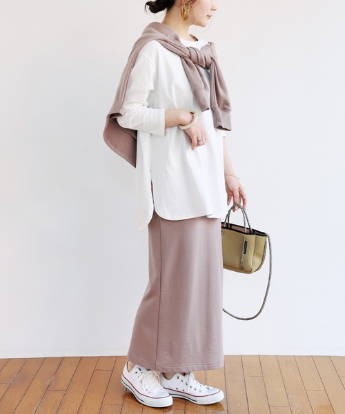 andme（アンドミー）の「裏毛スウェットロングスカート（スカート・レディース・ブラック/ブラウン系その他/ベージュ系その他・M/L）」の7枚目の写真