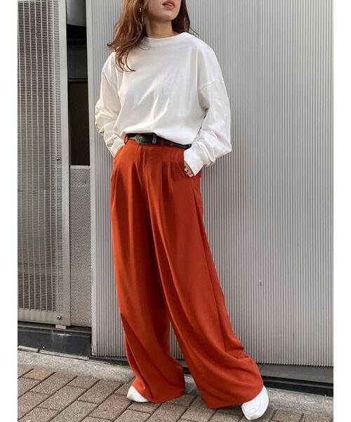 EVRIS（エヴリス）の「ジョーゼットワイドパンツ（その他パンツ・レディース・ブラック/オレンジ/アイボリー・SMALL/MEDIUM）」の6枚目の写真