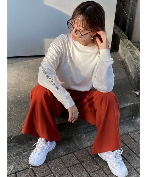 EVRIS（エヴリス）の「ジョーゼットワイドパンツ（その他パンツ・レディース・ブラック/オレンジ/アイボリー・SMALL/MEDIUM）」の12枚目の写真