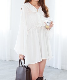 Heather | Vネックフロントフリルブラウス　217852(シャツ/ブラウス)