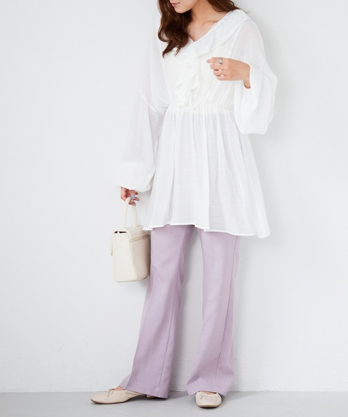 Heather(ヘザー)の「Vネックフロントフリルブラウス 217852(シャツ/ブラウス・レディース・ホワイト/イエロー系/ブラック・FREE)」の13枚目の写真