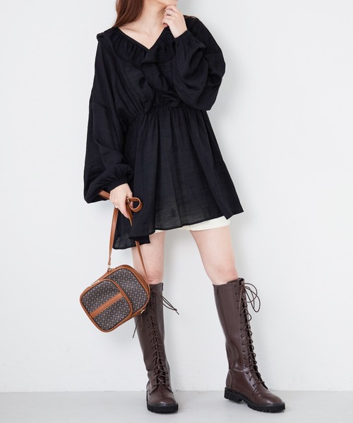 Heather(ヘザー)の「Vネックフロントフリルブラウス 217852(シャツ/ブラウス・レディース・ホワイト/イエロー系/ブラック・FREE)」の18枚目の写真