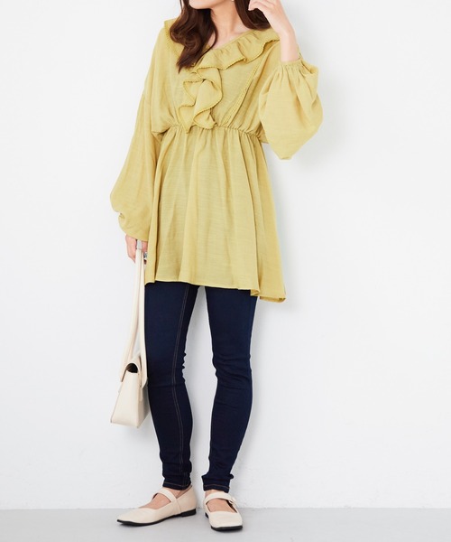 Heather(ヘザー)の「Vネックフロントフリルブラウス 217852(シャツ/ブラウス・レディース・ホワイト/イエロー系/ブラック・FREE)」の19枚目の写真
