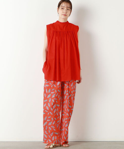 Rie Miller（リエミラー）の「ミラクルウェーブスタンドフリル2WAYブラウス（シャツ/ブラウス・レディース・レッド/オフホワイト/グリーン・38）」の17枚目の写真