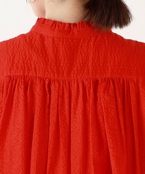 Rie Miller（リエミラー）の「ミラクルウェーブスタンドフリル2WAYブラウス（シャツ/ブラウス・レディース・レッド/オフホワイト/グリーン・38）」の14枚目の写真