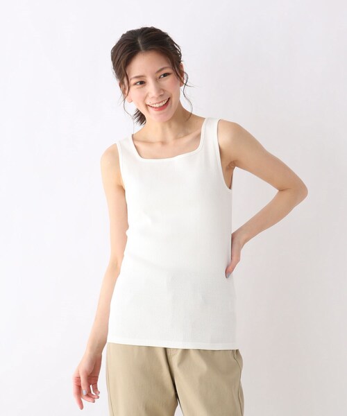 SHOO・LA・RUE（シューラルー）の「◆【S-LL】スクエアネックリブタンクトップ（タンクトップ・レディース・アイボリー/ブラック/キャメル/ピンク系その他・01/02/03/04）」の2枚目の写真