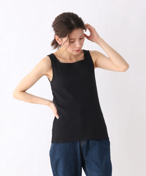 SHOO・LA・RUE（シューラルー）の「◆【S-LL】スクエアネックリブタンクトップ（タンクトップ・レディース・アイボリー/ブラック/キャメル/ピンク系その他・01/02/03/04）」の3枚目の写真