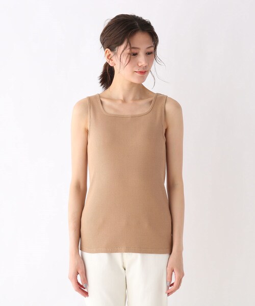SHOO・LA・RUE（シューラルー）の「◆【S-LL】スクエアネックリブタンクトップ（タンクトップ・レディース・アイボリー/ブラック/キャメル/ピンク系その他・01/02/03/04）」の5枚目の写真