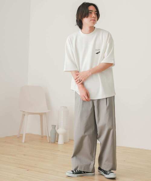 Mark Gonzales（マーク・ゴンザレス）の「『別注』Mark Gonzales × SOP　マークゴンザレスTシャツ(5分袖)（Tシャツ/カットソー・メンズ・ホワイト/チャコールグレー/ベージュ/オフホワイト/ダークグレー/ライトベージュ/パープル/パープル系その他・MEDIUM/LARGE）」の19枚目の写真