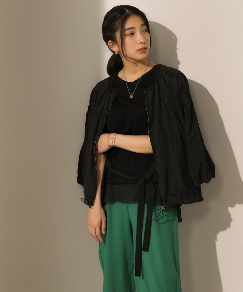 Bou Jeloud(ブージュルード)の「ワッシャータフタ シャーリングジャケット(ブルゾン・レディース・ブラック/カーキ/マスタード・38)」の9枚目の写真