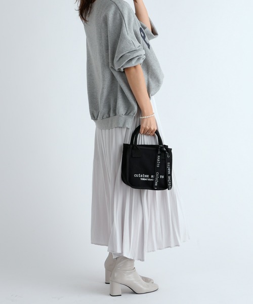 CUISINE HABITS（クイジーヌハビッツ）の「スクエア ミニトート  SQUARE MINI TOTE（トートバッグ・レディース・グレー/オフホワイト/ブラック/カーキ/ベージュ/ドット/チャコールグレー/ホワイト×ホワイト/ブラック×ブラック/キャメル・フリー）」の18枚目の写真