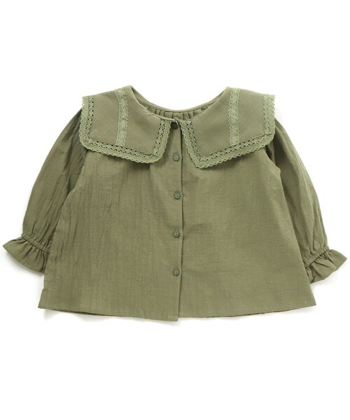 BREEZE（ブリーズ）の「スクエアカラーレースブラウス（シャツ/ブラウス・キッズ・アイボリー/オリーブ・110/120/80/90/140/130/100）」の2枚目の写真