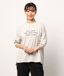 Samansa Mos2 blue | ロゴドルマンTシャツ(Tシャツ/カットソー)