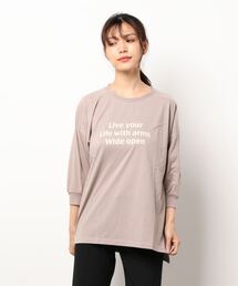 Samansa Mos2 blue | ロゴドルマンTシャツ(Tシャツ/カットソー)