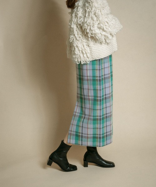 KBF（ケイビーエフ）の「チェックIラインミディスカート（スカート・レディース・ブルー系その他/イエロー系その他/ベージュ系その他・ONE）」の5枚目の写真