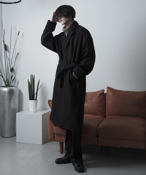 G.O.C(ジーオーシー)の「オーパーサイズ ベルテッド チェスターコート(チェスターコート・メンズ・グレー/ブラック・MEDIUM/LARGE)」の3枚目の写真