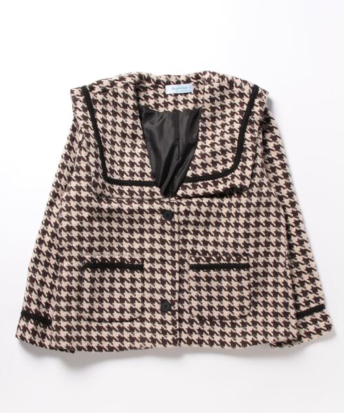 Jasmine Grandiflorum(ジャスミングランディフローラム)の「【Jasmine】フレンチガーリー☆千鳥柄ショートコート(ピーコート・レディース・ブラック/ブラウン・MEDIUM/LARGE)」の22枚目の写真