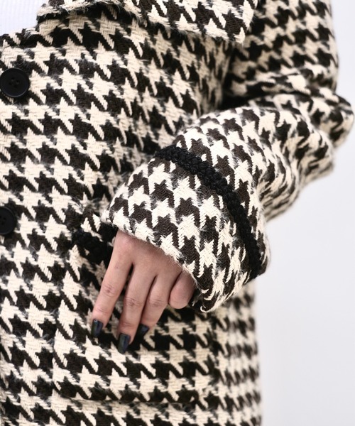 極美品❤︎ ジャスグリッティー 千鳥柄 ピーコート 新品 ジャスグリッティー 千鳥柄 Pコート 黒 韓国風 ピーコート