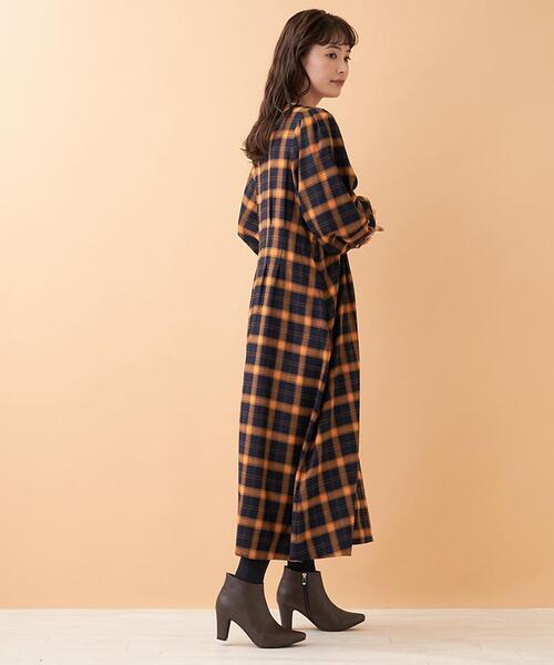 en recre(アンレクレ)の「チェックロングワンピ-ス(ワンピース・レディース・ブラック/ダークネイビー・2)」の8枚目の写真