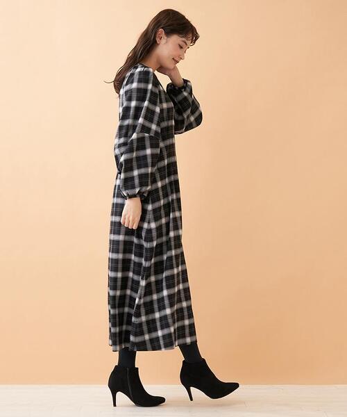 en recre(アンレクレ)の「チェックロングワンピ-ス(ワンピース・レディース・ブラック/ダークネイビー・2)」の14枚目の写真