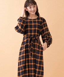 en recre | チェックロングワンピ－ス(ワンピース)