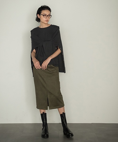 socolla（ソコラ）の「【socolla】2WAYワッフルポンチョプルオーバー（Tシャツ/カットソー・レディース・ブラック/ブラウン/グレー・M）」の14枚目の写真