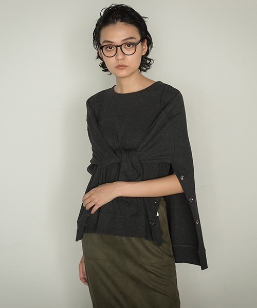 socolla（ソコラ）の「【socolla】2WAYワッフルポンチョプルオーバー（Tシャツ/カットソー・レディース・ブラック/ブラウン/グレー・M）」の22枚目の写真