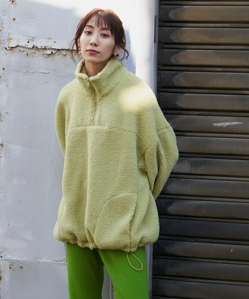 Auntie Rosa Holiday(アンティローザホリデー)の「ハーフジップボアプルオーバー(スウェット・レディース・ライトグリーン/アイボリー/ライトブルー・FREE)」の1枚目の写真