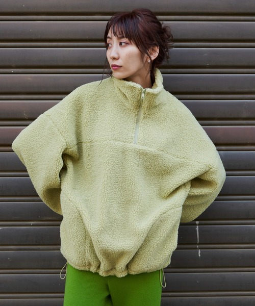 Auntie Rosa Holiday(アンティローザホリデー)の「ハーフジップボアプルオーバー(スウェット・レディース・ライトグリーン/アイボリー/ライトブルー・FREE)」の5枚目の写真