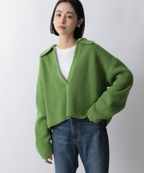 LOWRYS FARM（ローリーズファーム）の「アゼスキッパープルオーバーＬＳ　255515（ニット/セーター・レディース・アイボリー/ダークブラウン/グリーン・FREE）」の3枚目の写真