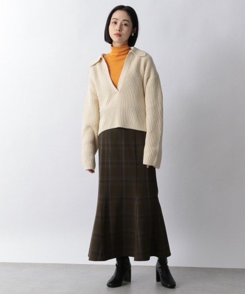 LOWRYS FARM（ローリーズファーム）の「アゼスキッパープルオーバーＬＳ　255515（ニット/セーター・レディース・アイボリー/ダークブラウン/グリーン・FREE）」の14枚目の写真