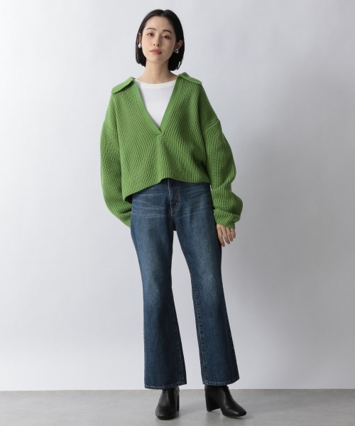 LOWRYS FARM（ローリーズファーム）の「アゼスキッパープルオーバーＬＳ　255515（ニット/セーター・レディース・アイボリー/ダークブラウン/グリーン・FREE）」の4枚目の写真