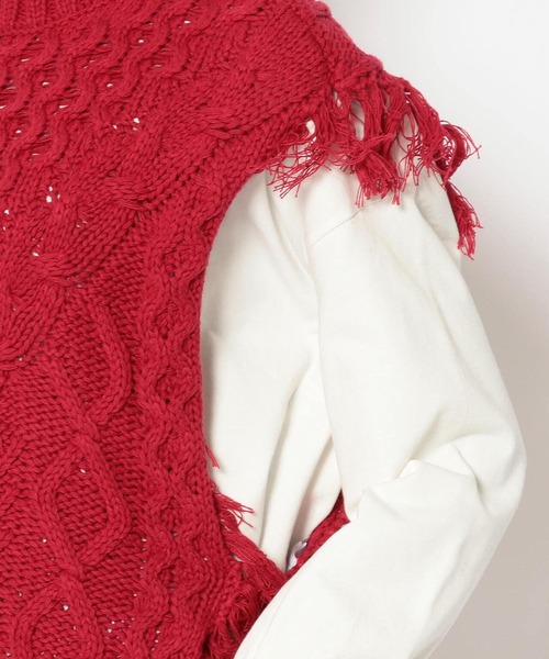 AULA AILA（アウラアイラ）の「AULA AILA（アウラ アイラ）別注ニットベスト（ベスト・レディース・ベージュ/レッド・0）」の13枚目の写真