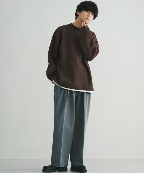 WYM LIDNM(ウィム バイ リドム)の「MILANO RIB BOTTLE NECK PO KNIT(ニット/セーター・メンズ・チャコールグレー/ライトグレー/ブラウン・S/M/L)」の4枚目の写真