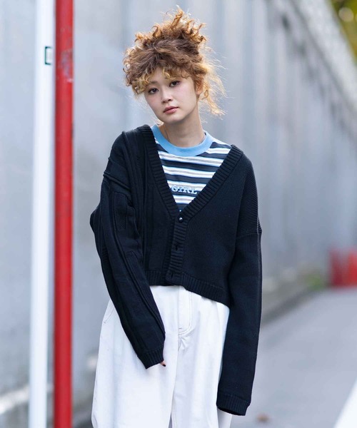 Theory ブラック×ホワイトカーディガン Theory ブラック×ホワイト カーディガン S