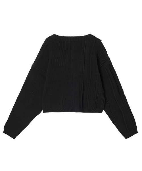 X-girl（エックスガール）の「CONTRAST KNIT CARDIGAN（カーディガン/ボレロ・レディース・ホワイト/ブラック・ONE SIZE）」の6枚目の写真