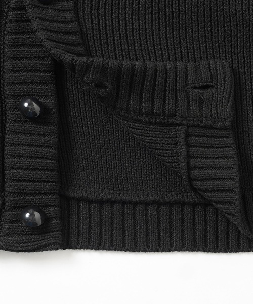 X-girl（エックスガール）の「CONTRAST KNIT CARDIGAN（カーディガン/ボレロ・レディース・ホワイト/ブラック・ONE SIZE）」の4枚目の写真