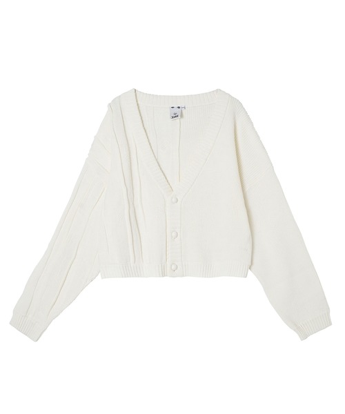 X-girl（エックスガール）の「CONTRAST KNIT CARDIGAN（カーディガン/ボレロ・レディース・ホワイト/ブラック・ONE SIZE）」の7枚目の写真