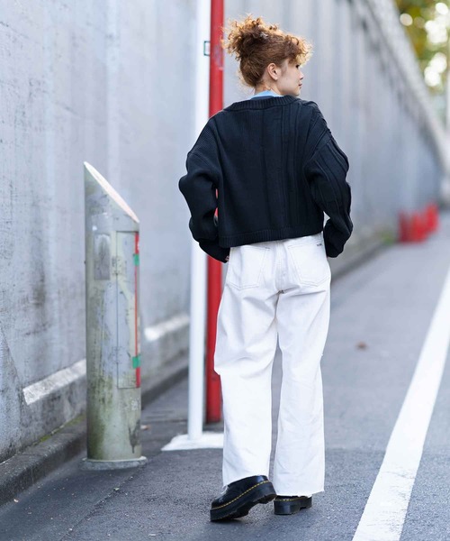 X-girl（エックスガール）の「CONTRAST KNIT CARDIGAN（カーディガン/ボレロ・レディース・ホワイト/ブラック・ONE SIZE）」の14枚目の写真