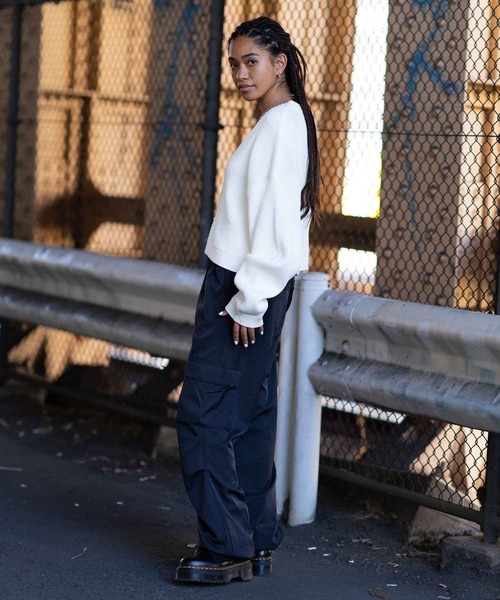 X-girl（エックスガール）の「CONTRAST KNIT CARDIGAN（カーディガン/ボレロ・レディース・ホワイト/ブラック・ONE SIZE）」の8枚目の写真