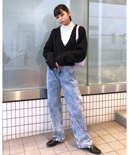 X-girl（エックスガール）の「CONTRAST KNIT CARDIGAN（カーディガン/ボレロ・レディース・ホワイト/ブラック・ONE SIZE）」の18枚目の写真