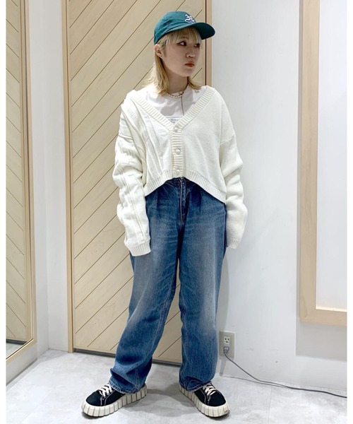 X-girl（エックスガール）の「CONTRAST KNIT CARDIGAN（カーディガン