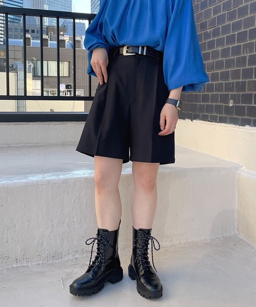 PAGEBOY（ページボーイ）の「リッチツイルセットアップショートパンツ（その他パンツ・レディース・アイボリー/グリーン系その他/チャコールグレー/ブラック・FREE）」の3枚目の写真